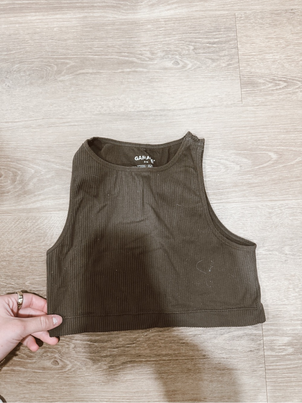 Garage brown Ribbed Crop Tank S